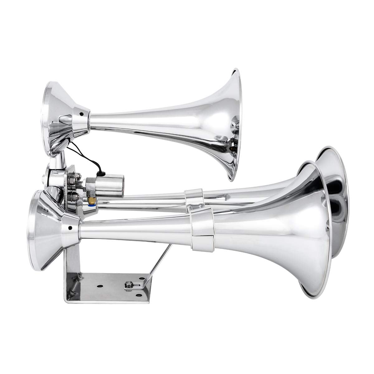 GG Grand General 69991 Chrome Heavy Duty Train Horn - 12/24V Triple Brass Trumpet for Superior Sound