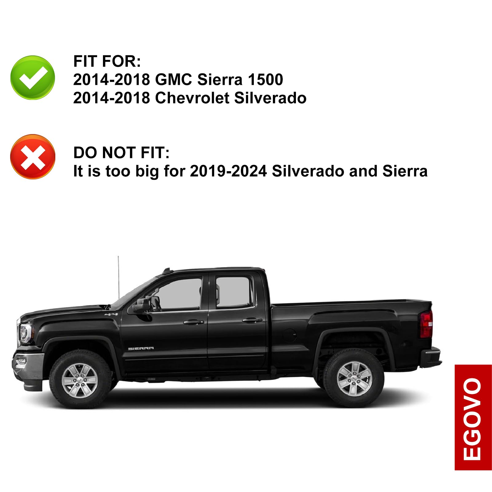 Egovo Stake Pocket Covers For 2014-2018 Gmc Sierra 1500,Chevy Silverado 1500/2500/2500Hd/3500 Truck Bed Rail Stake Pocket Caps,