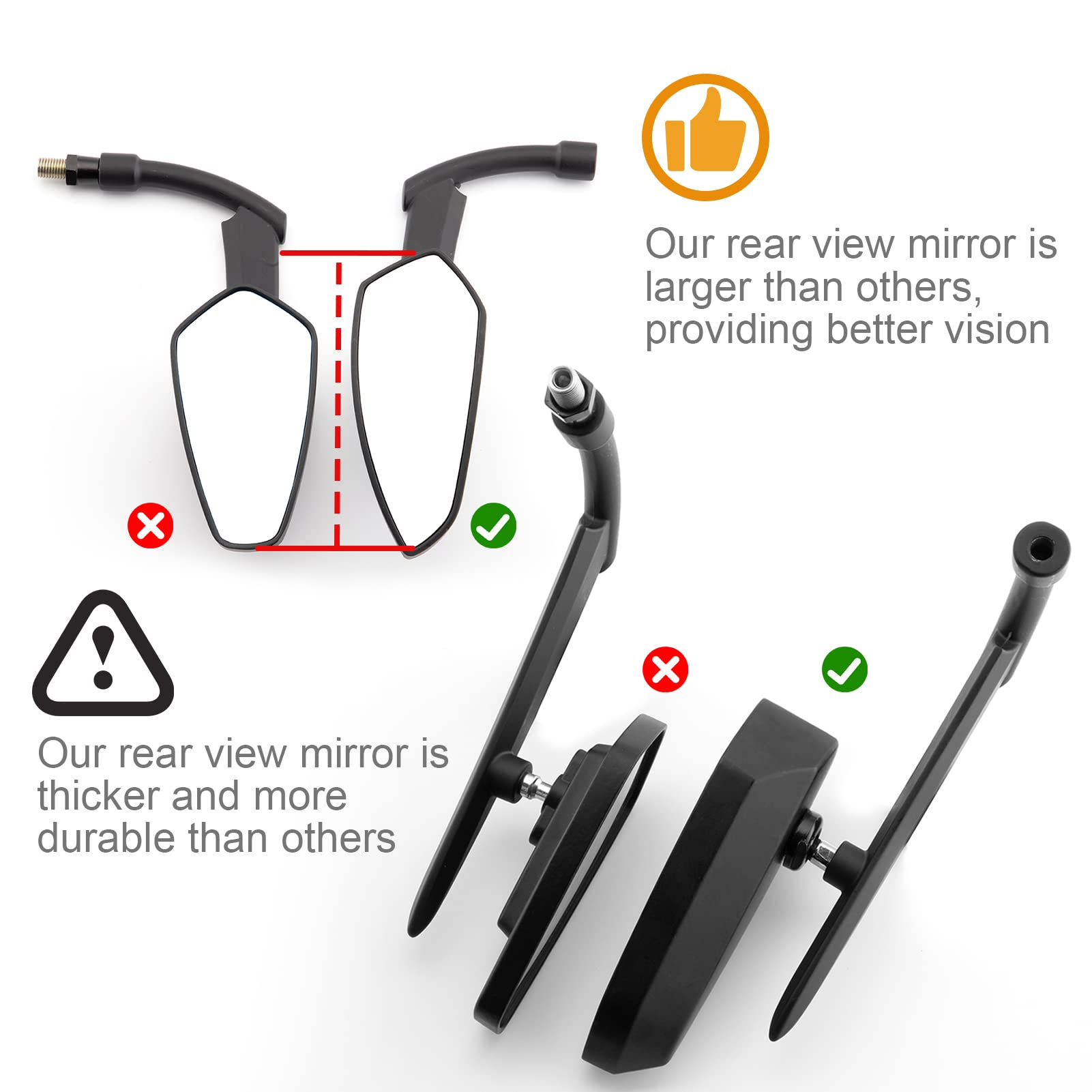 Mofun Mirrors Black Spear Blade Mirrors Compatible with 1982-2024 Harley Sportster Dyna Softail Road King Street Road Electra Gl