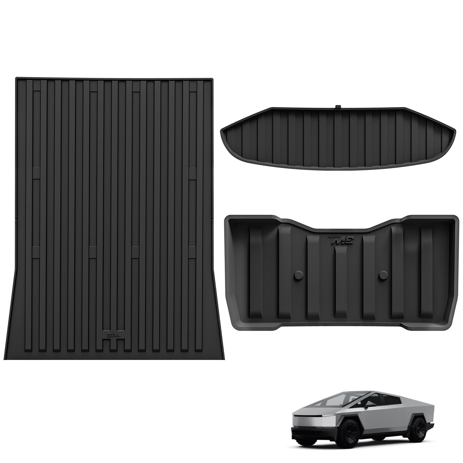 3W Tesla Cybertruck Pickup Trunk Mat Set 2024,Tpe All Weather Custom Fit Pickup Trunk Mat For Tesla Cybertruck 2024 3Pcs Cybertr