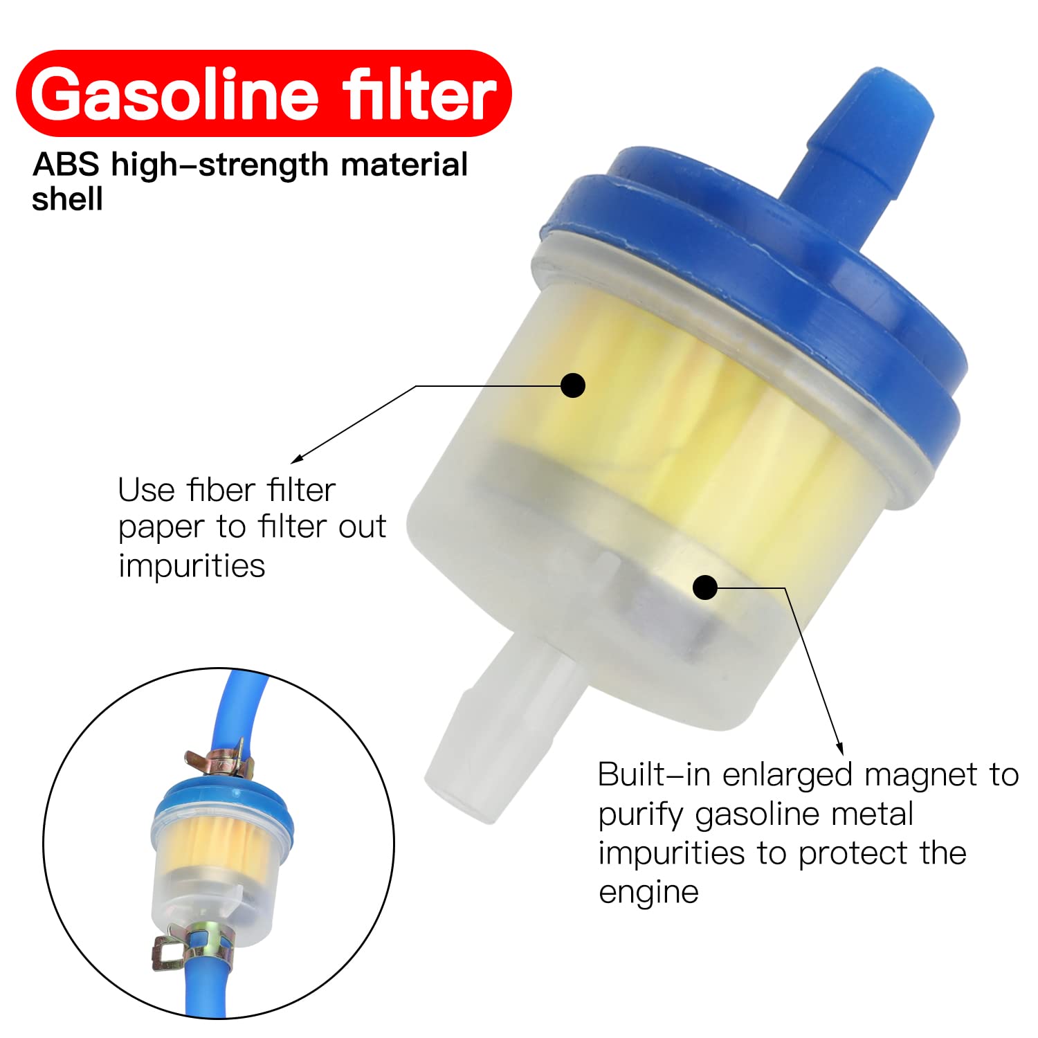 Grehua Dirt Bike Fuel Line & Filter Compatible With Gy6 49Cc 50Cc 90Cc 110Cc 125Cc 150Cc Ssr Taotao Apollo Atv Trailmaster 150 Xrs Go Kart Pitbike Scooter Moped Motorcycle Dune Buggy Parts Blue
