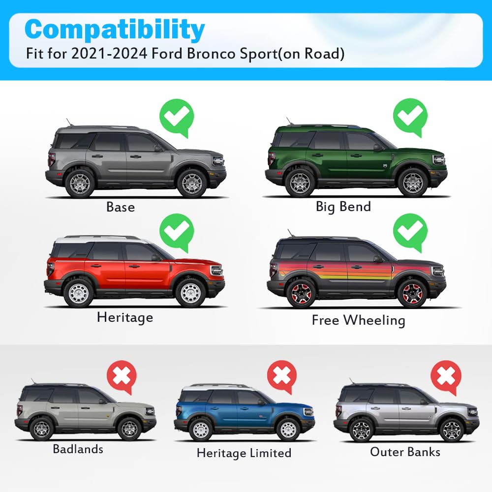 Crossbars Cross Bars Roof Racks Rails Compatible With 2021 2022 2023 2024 Ford Bronco Sport (On Road) Base & Big Band Models For