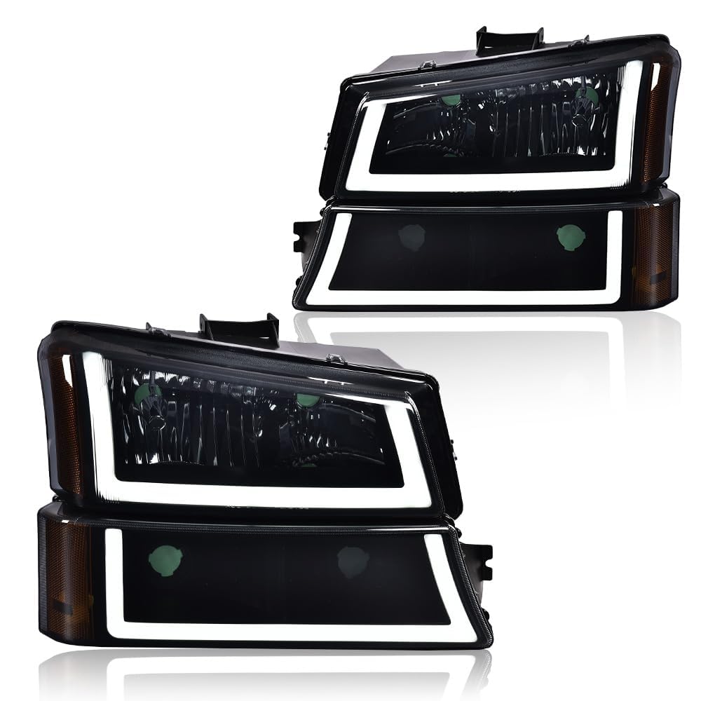 GRAND ORANGE LED Headlight Assembly Compatible with 2003-2006 Chevy Silverado 1500 2500 3500 HD Model, Fit Chevy Avalanche 03-06