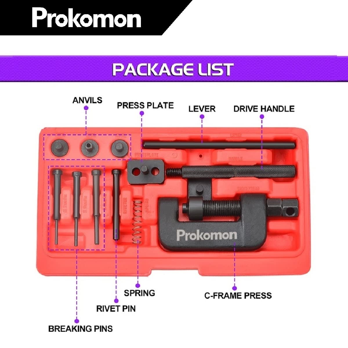 13PC Chain Cutter Rivet Tool Set Riveting Breaker ATV Bike Motorcycle Cam Drive PT1082