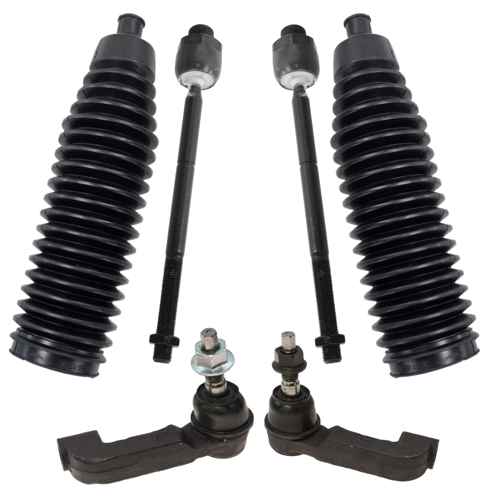 Trq Front Driver & Passenger Side Inner & Outer Steering Kit Steering Rack & Pinion Bellow Tie Rod Compatible With 2002-2004 Jee