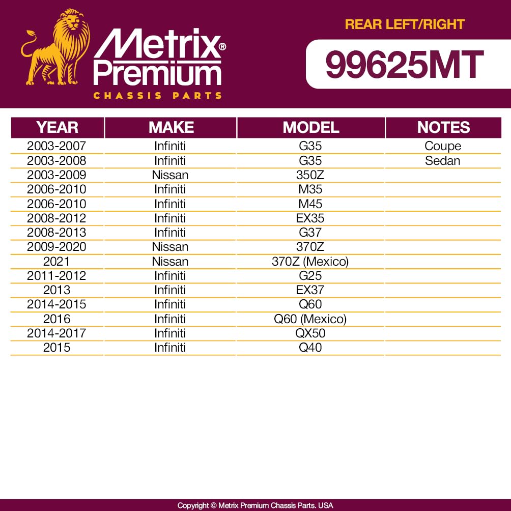 Metrix Premium Chassis Parts - Rear Left & Right Sway Bar Stabilizer End Link Kit Fits 03-09 Nissan 350Z, 03-08 Infiniti G35, 06