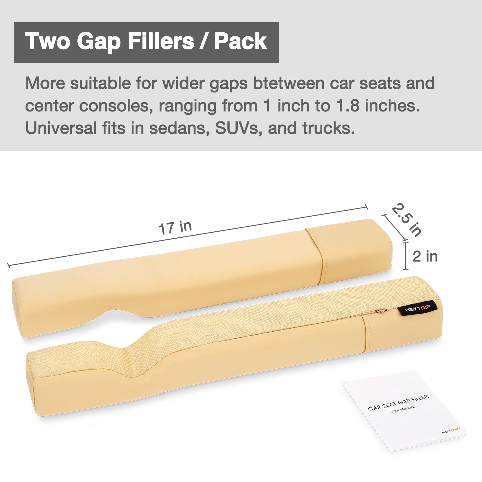 HEYTRIP Car Seat Gap Filler Organizer - Universal Fit, Pack of 2, Yellow, Model HEYT07004AB, Prevents Items from Falling, Ideal for Drivers & Passengers