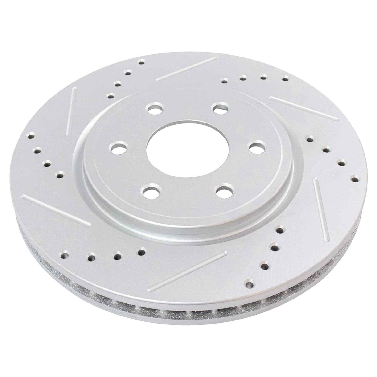Trq Front Performance Brake Rotors Set Premium G-Coated Cross Drilled & Slotted Compatible With 2005-2022 Nissan Frontier 2005-2