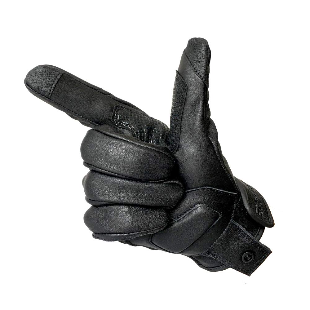 Updated Mens Goat Skin Leather Motorcycle Gloves Touchscreen Knuckle Protector Motorcross Racing Gloves (Updated,Non-Perforated,