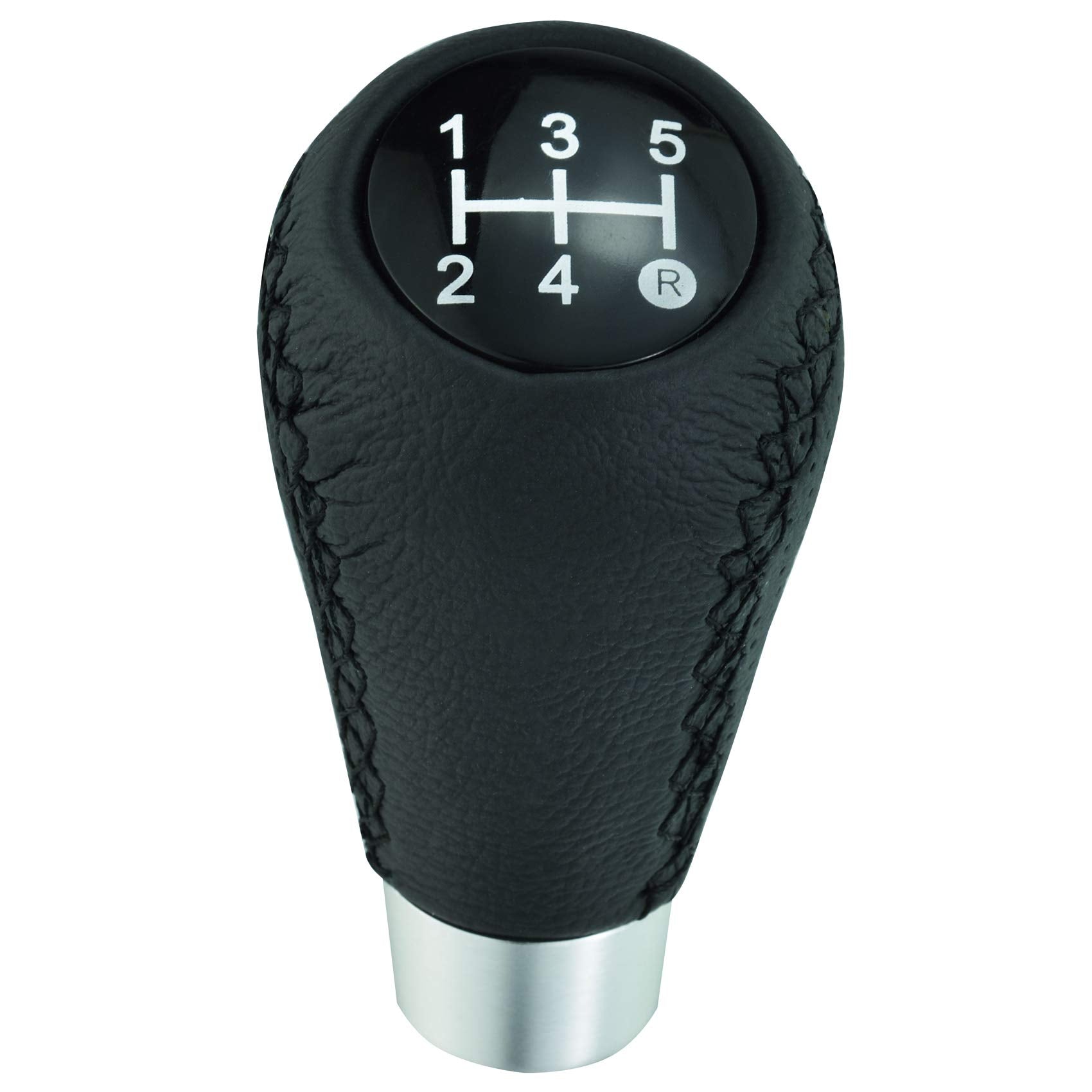 Abfer Shifter Knob 5 Speed Leather Car Gear Stick Shifting Knobs Shift Lever For Most Manual Transmission Vehicle Truck, Black