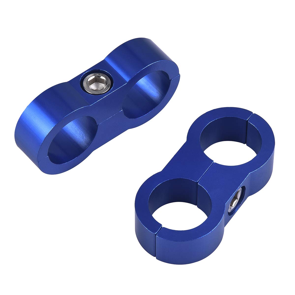 Sykrss 8An Hose Separator Clamp Fuel Line Mounting Clamps Aluminum Hose Fitting Adapter For 1/2 Fuel Hose, Oil Line, Brake Line, Water Pipe And Gas Line 4Pcs Blue