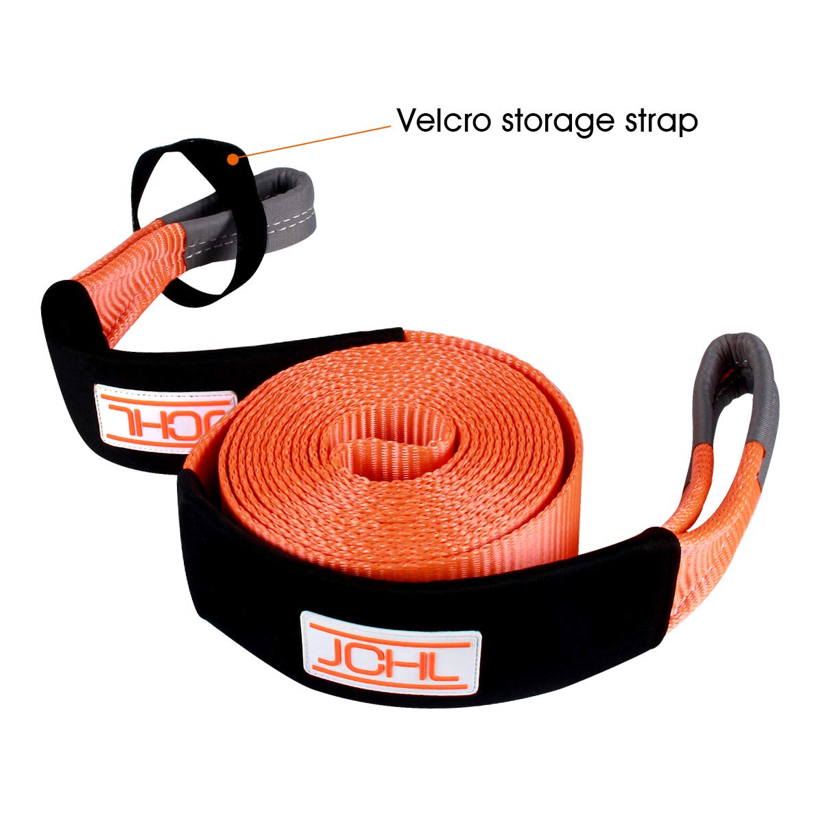 Jchl Recovery Tow Strap Heavy Duty Polyester Recovery Strap 3'' X20Ft 35000Lbs (18Ton) Rated Capacity Off Road Towing Rope, Rein