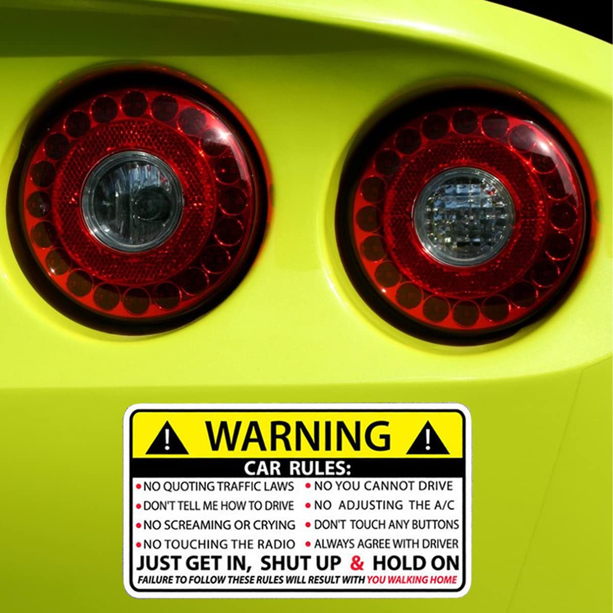 Blilo 2PCS Car Safety Warning Stickers, Vinyl Humor Decals for Truck/Car, Yellow/White, Model Blilo-Eyebrows1