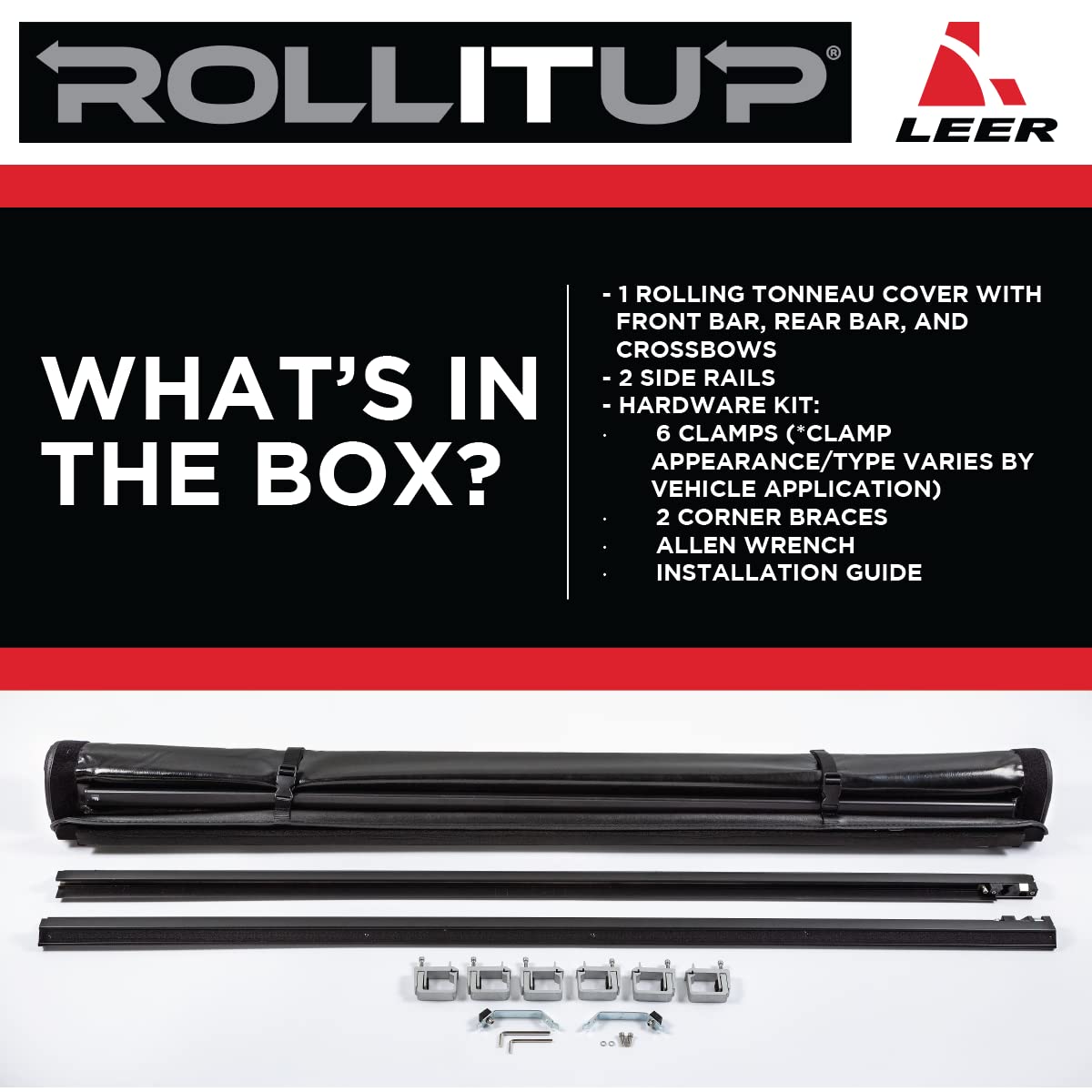 Leer Rollitup | Fits 2016-2023 Toyota Tacoma With 52'' Bed With Track (Short Bed) | Soft Roll Up Truck Bed Tonneau Cover | 4R286