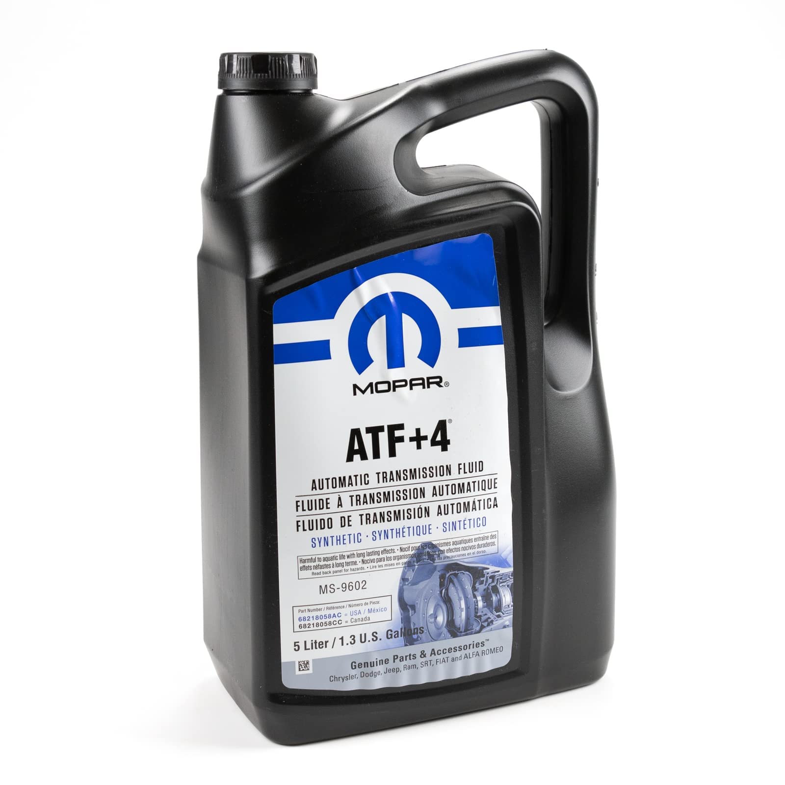 Mopar Automatic Transmission Fluid, 5L, Model 68218058AC, High Performance, Compatible with Various Vehicles