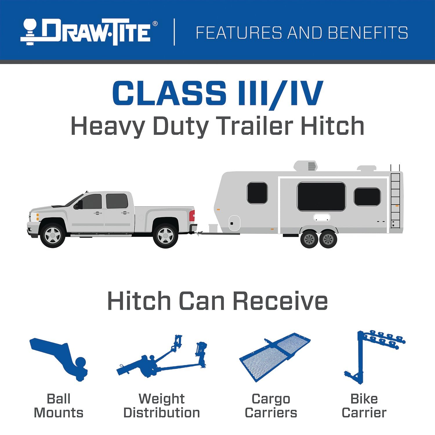 Draw-Tite 76648 Class 3 Trailer Hitch, 2 Inch Square Receiver, Compatible with 2024 Kia EV9