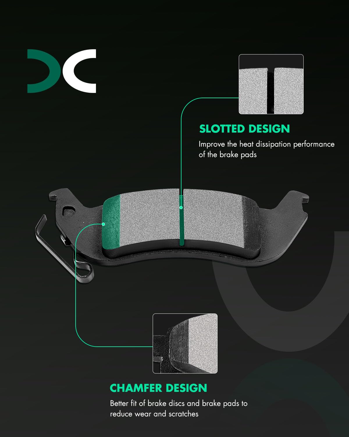 SCITOO Disc Brake Pads Kits D1040-7944 Ceramic Rear Brake Pads Set Fit For Ford For Crown Victoria 2003-2011,For Ford For Ranger