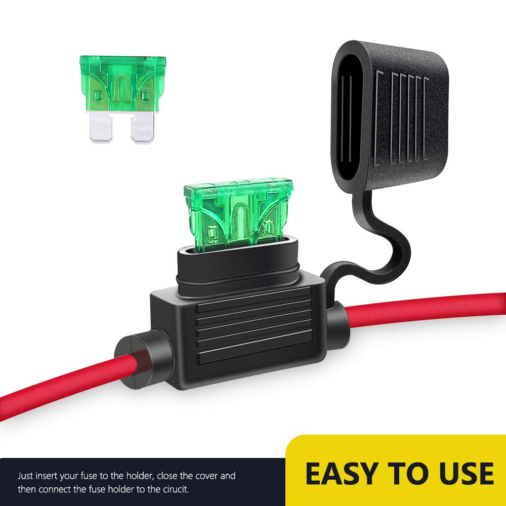 Mcigicm 12 Awg Inline Fuse Holder With 30A Atc/Ato Blade Fuse, 5 Pack