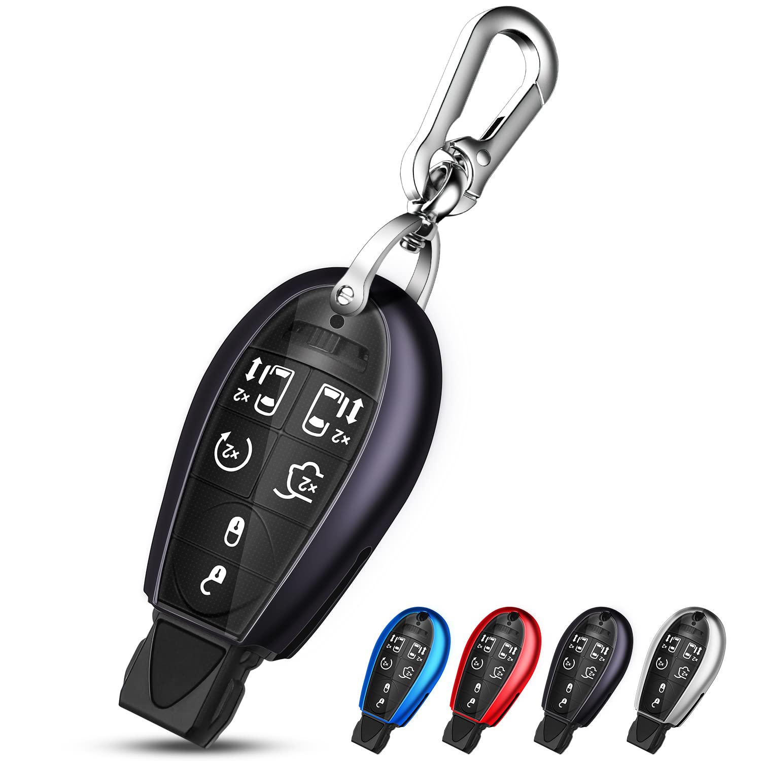 Qbuc For Dodge Key Fob Cover With Keychain Tpu Key Case Compatible With 2008-2018 Dodge Ram Jeep Chrysler Model Accessories (Purple)