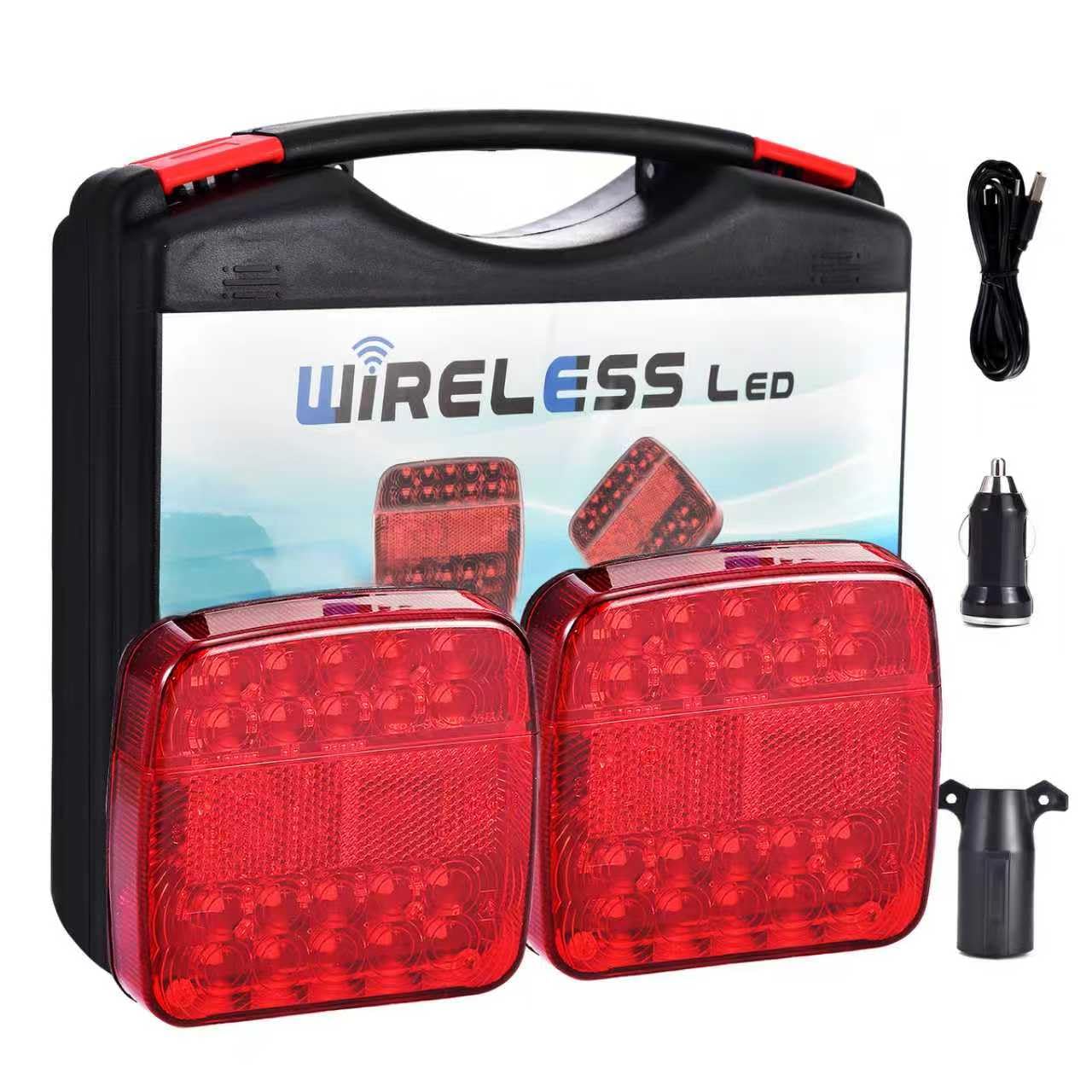 AosKe Wireless Trailer Lights - Magnetic Trailer Lights Retroreflectors, Portable Universal Stop Turn Running Backup Reverse Red