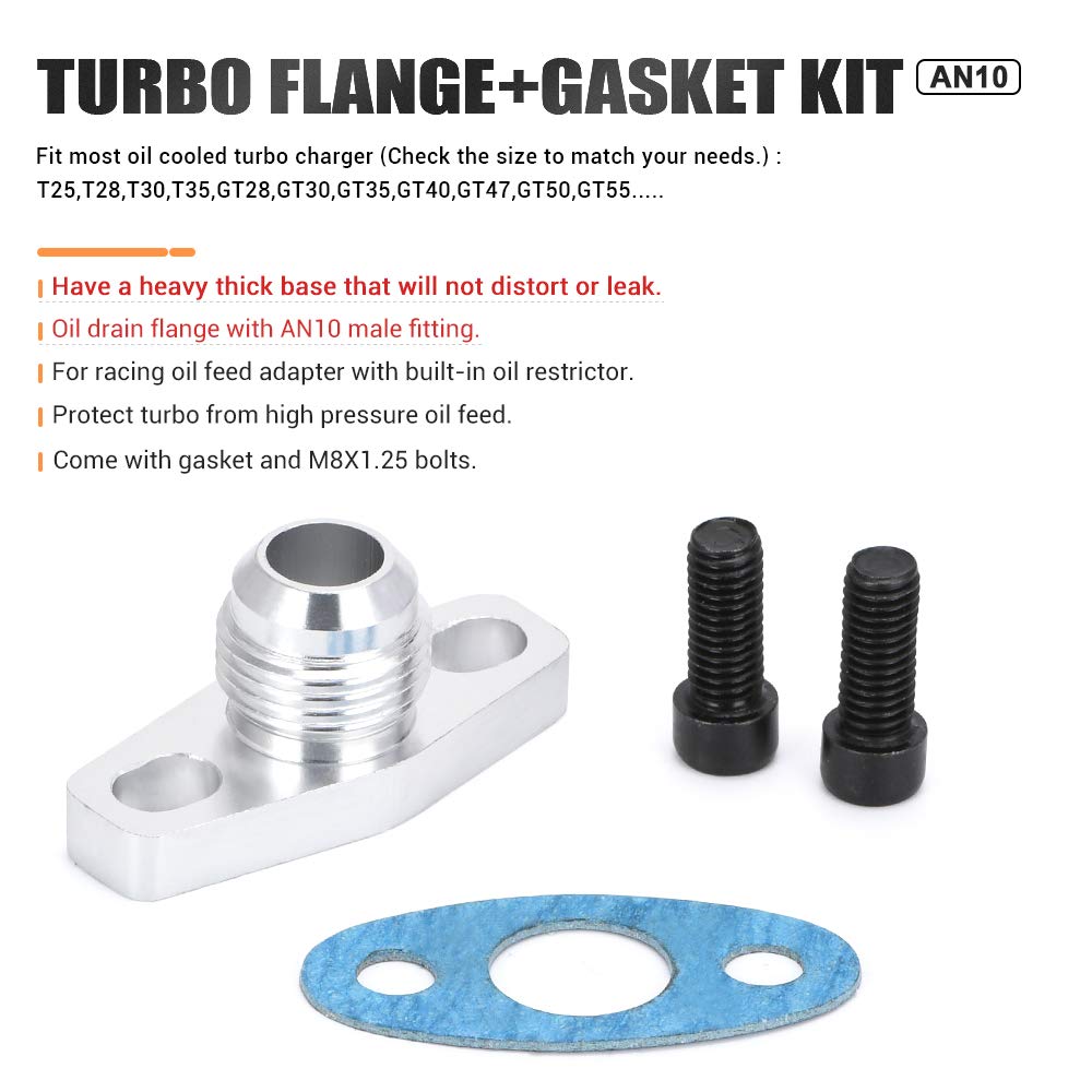 Ptnhz Racing An10 Garrett Gt28 Gt30 Gt35 T25 Turbo Oil Return Drain Flange Adapter