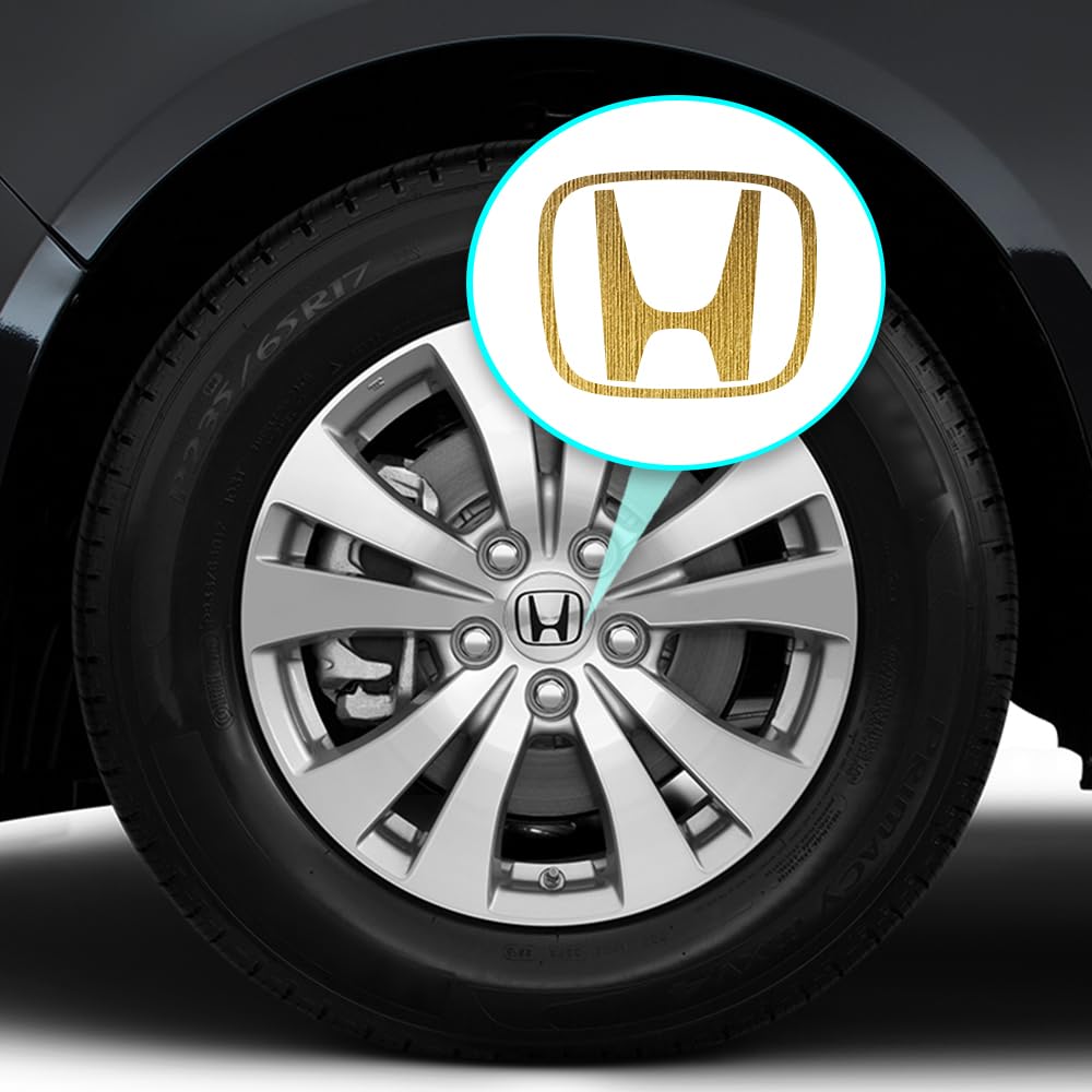 IPG Compatible with Civic Accord CRV VTEC Si Logo Cap Inner or Outer Stckers Dcals (Center Cap:2.25) (4 Units) (Brushed Gold, 