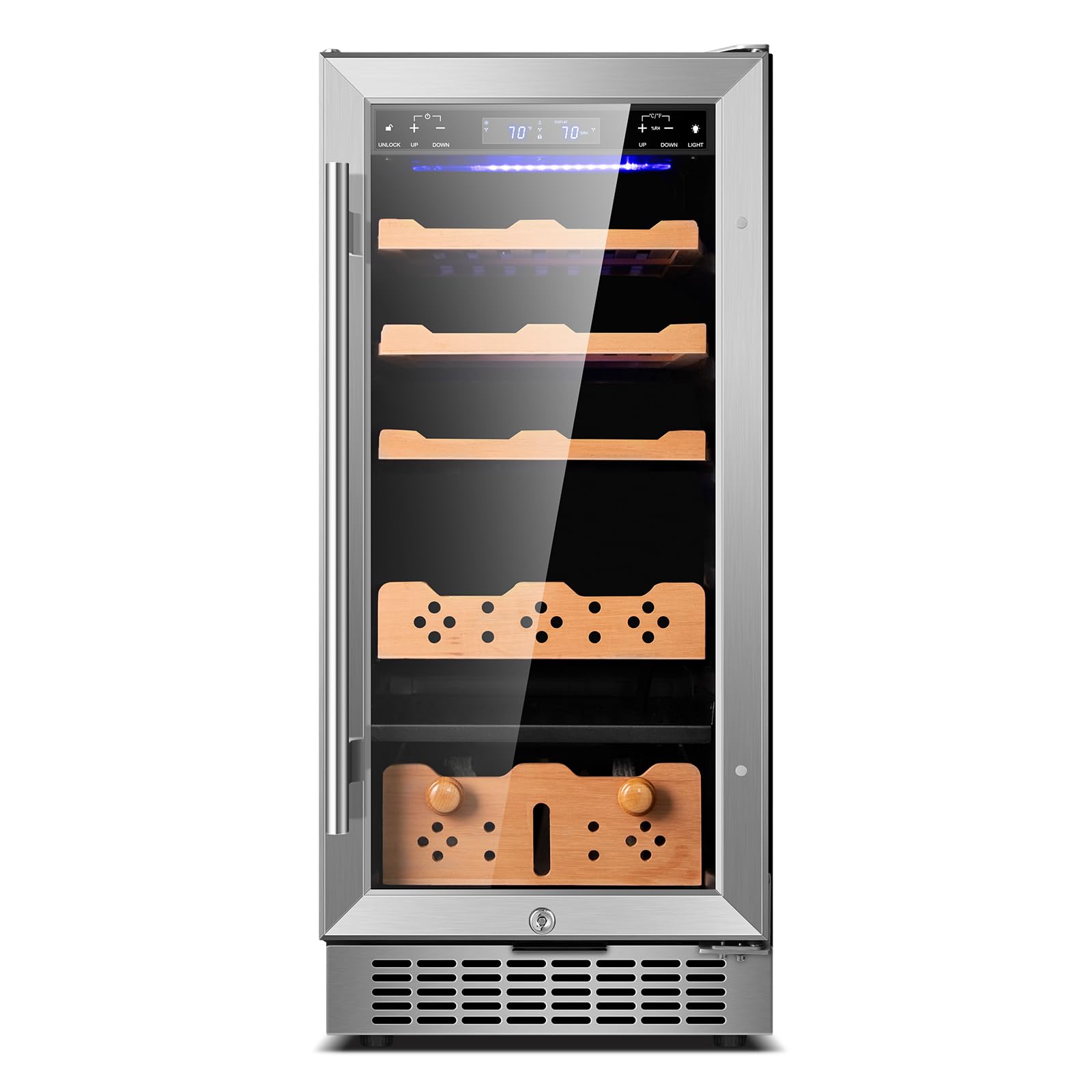 Tylza 88L Humidor Cabinet, Humidity & Temp Control Electric Humidor, 546 Counts Capacity, Safety Lock, Humidor With Digital Hygr
