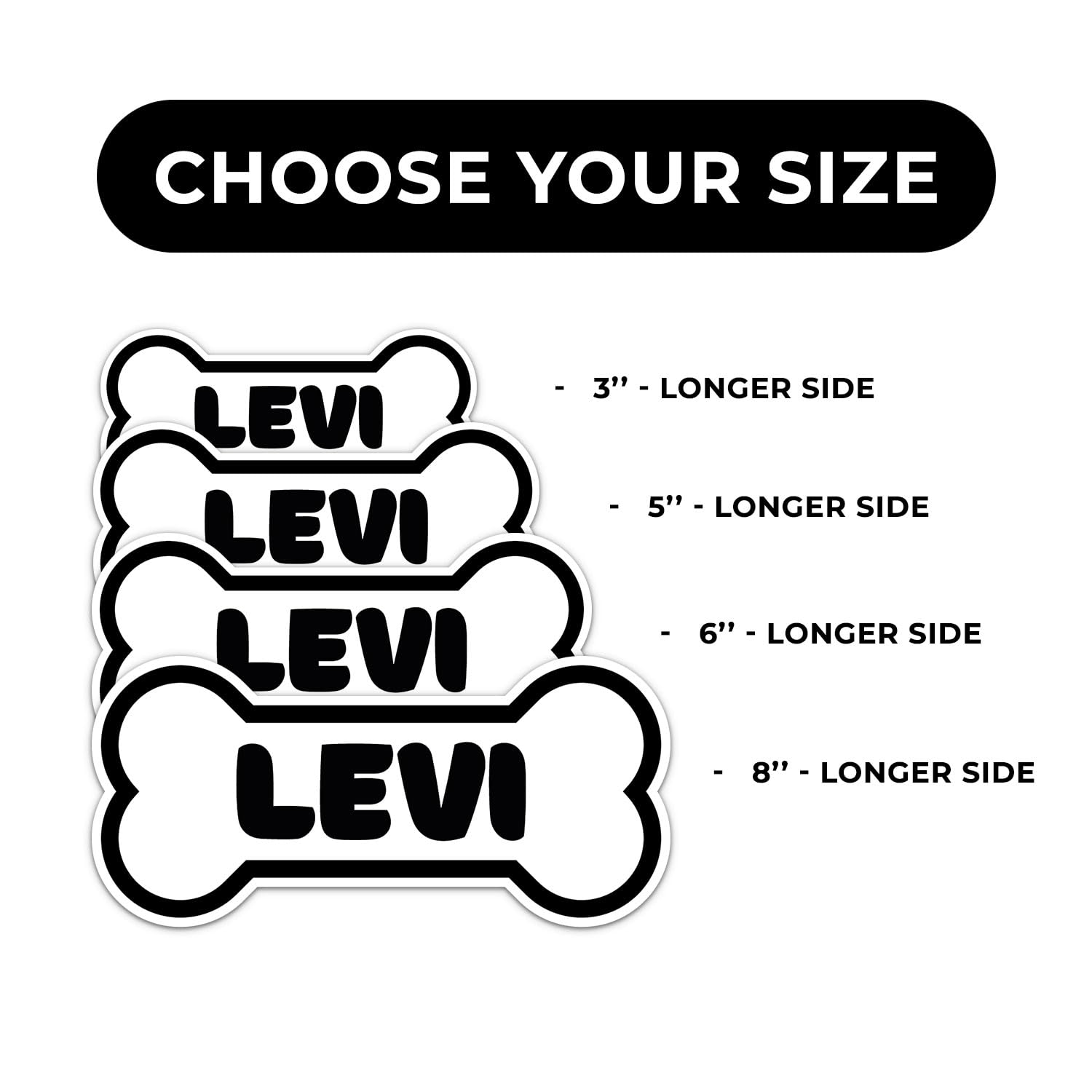 Levi Dog Name Sticker - Waterproof Vinyl Decal For Car Bumper, Laptop, Water Bottle, Wall, And Window, Size - 8'' Longer Side