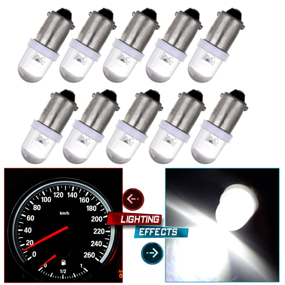 Cciyu 10X Xenon White Ba9S Led Lamp Instrument Cluster Panel Dash Light Bulbs Bayonet 56-76 For Ford For Dashboard Gauge Cluster