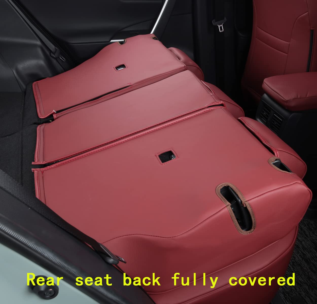 LULUDA RAV4 Seat Covers Full Set, Waterproof Faux Leather, LU01-Hybrid, Wine Red, Compatible with 2019-2023 Toyota RAV4 Models