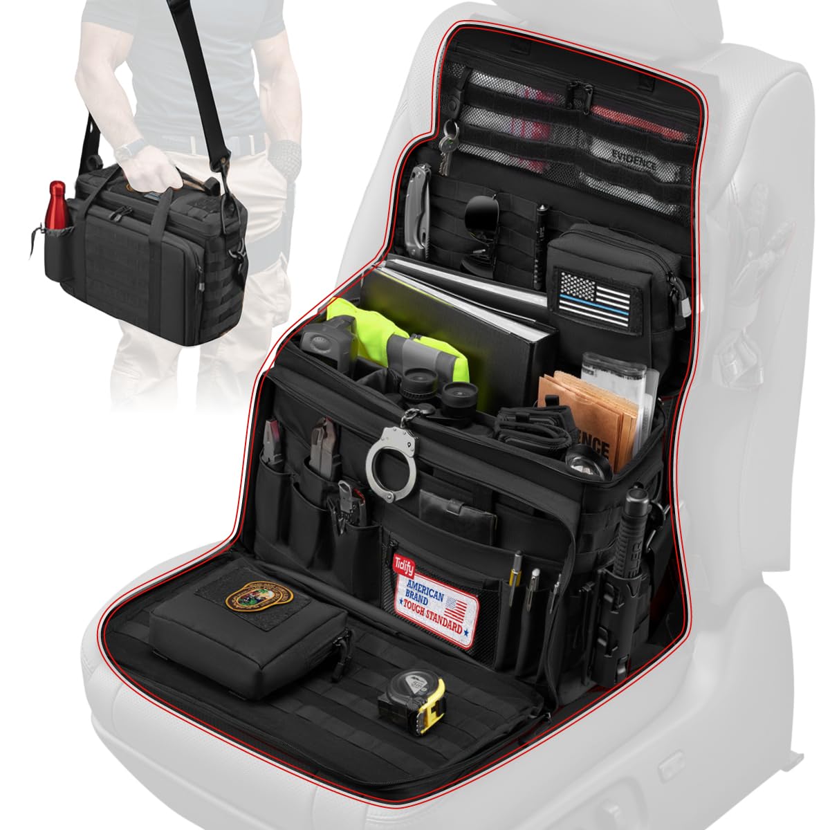 Tidify Patrol Bag Used By Law Enforcement Police Gear And Military Grade - Water Resistant Police Officer Duty Bag - Heavy Duty
