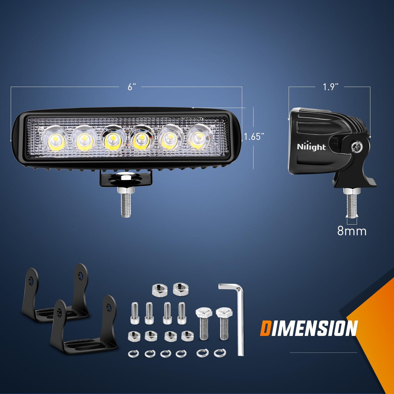 Nilight Led Light Bar 4Pcs 18W 6Inch Flood Led Pods Offroad Fog Light Waterproof With 16Awg Led Pod Lights Wiring Harness Kit Fo