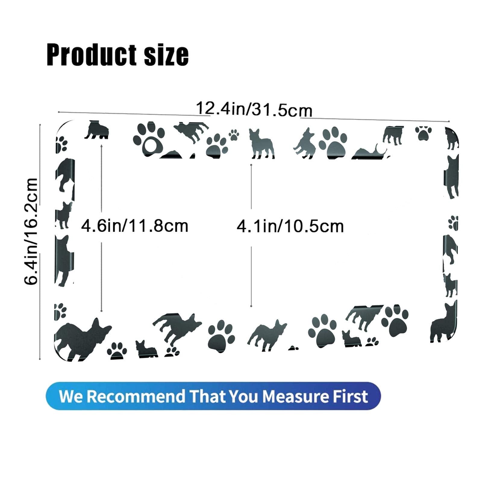 HOSNYE Bulldog Dog Silhouette Paw Print License Plate Frame Dog Lovers Metal License Plate Cover Front Plates Frames Car Tag Fra