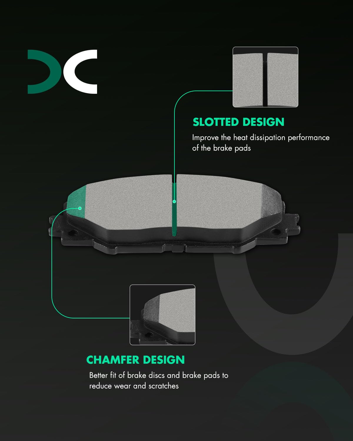 Scitoo D1211 D1212 Front Rear Ceramic Brake Pads Sets Fit For Pontiac Vibe 2009-2010,For Toyota Matrix 2009-2013,For Toyota For