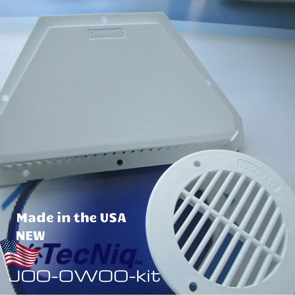 Vent Cover Tecniq Rv Atv Truck Cargo Work Trailer Side Air Vent Kit - White (1)