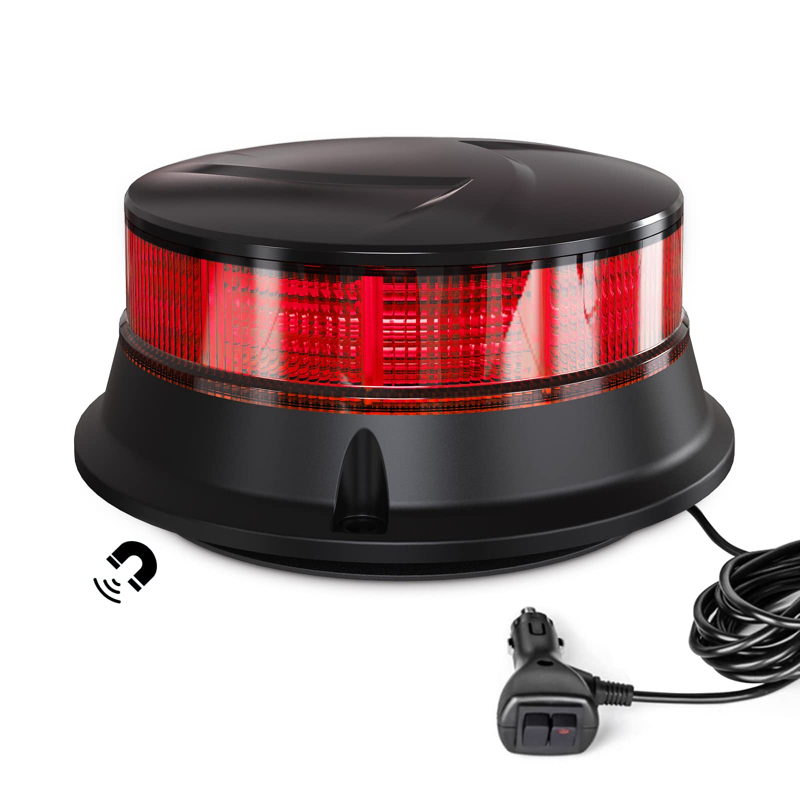 Agrieyes Red Beacon Light 4.2Inch, 7 Flashing Modes Safety Warning Lights Magnetic, Led Emergency Strobe Lights For Vehicles, Ca