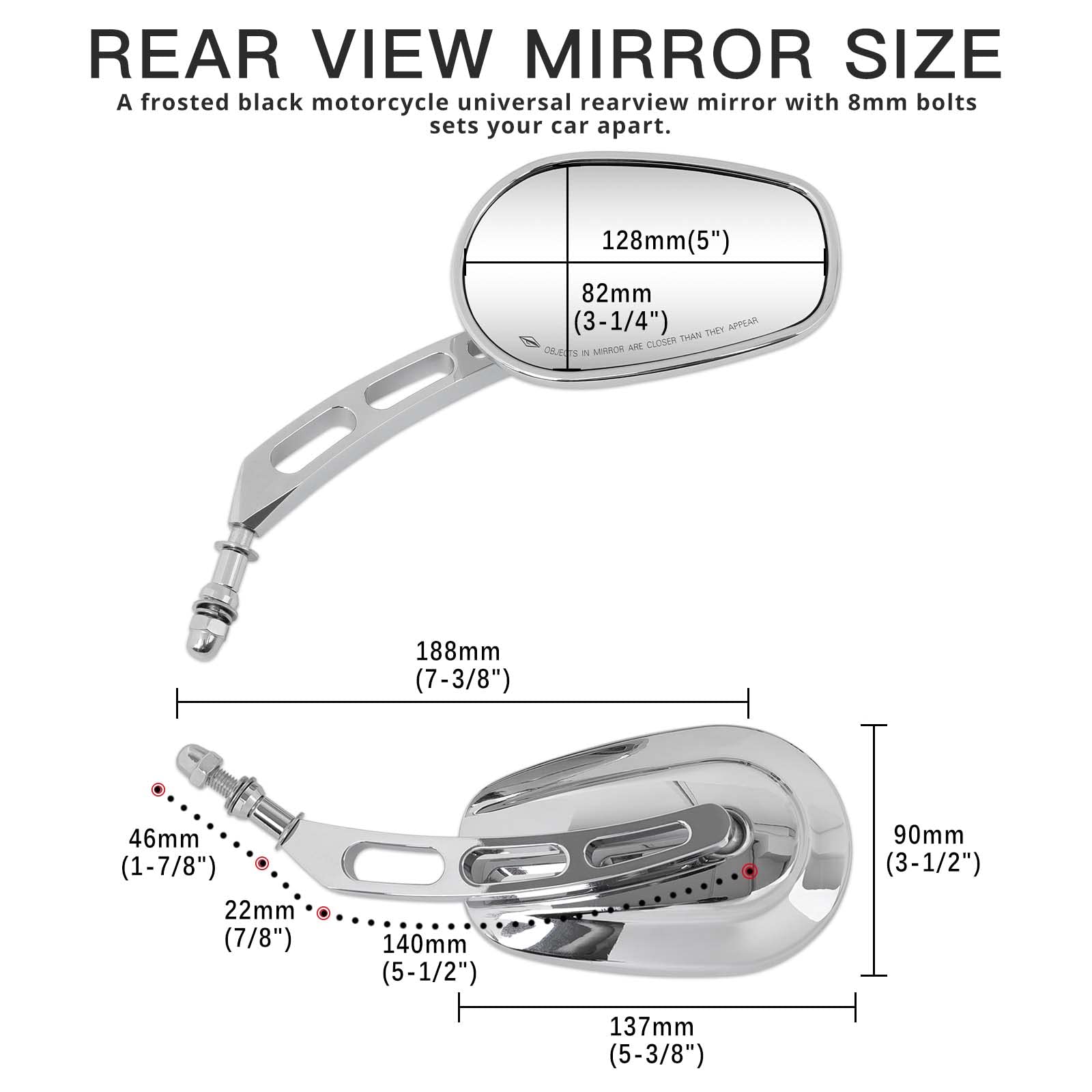 8Mm Chrome Motorcycle Rearview Side Mirrors For Harley Davidson Street Glide Cruiser (Chrome)