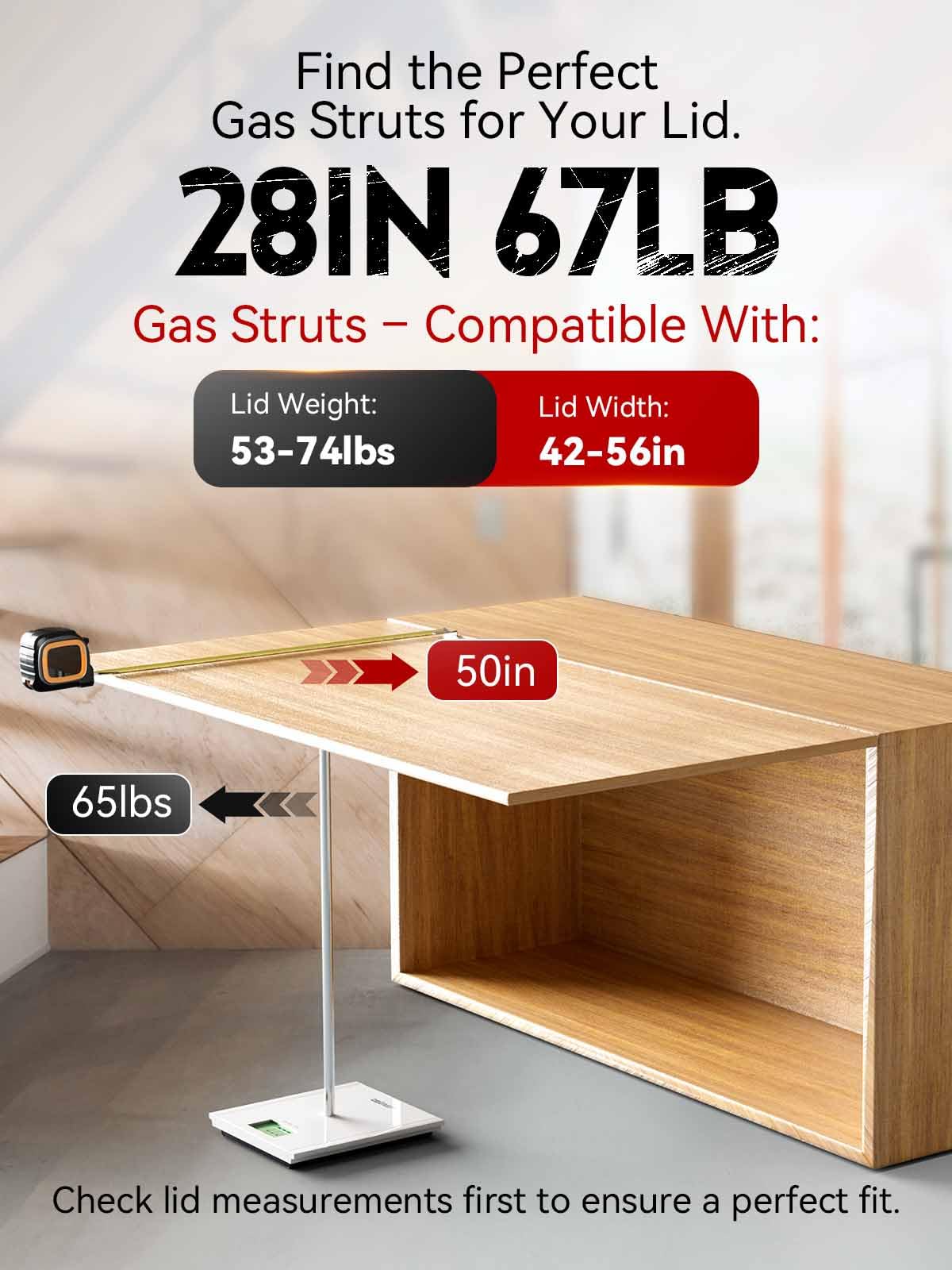 Vepagoo 28 Inch Gas Struts 67Lb/298N Shock With Mounting Brackets, Lift Supports For Rv Bed Storage Truck Bed Cover Basement Tra