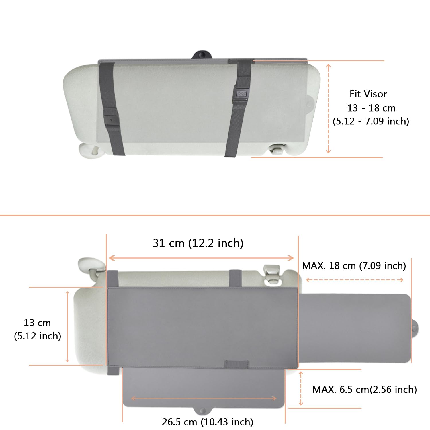 Car Visor Extender, Fullong Car Visor Sun Shade Extender, Windshield Shade And Side Window Shade (Gray)