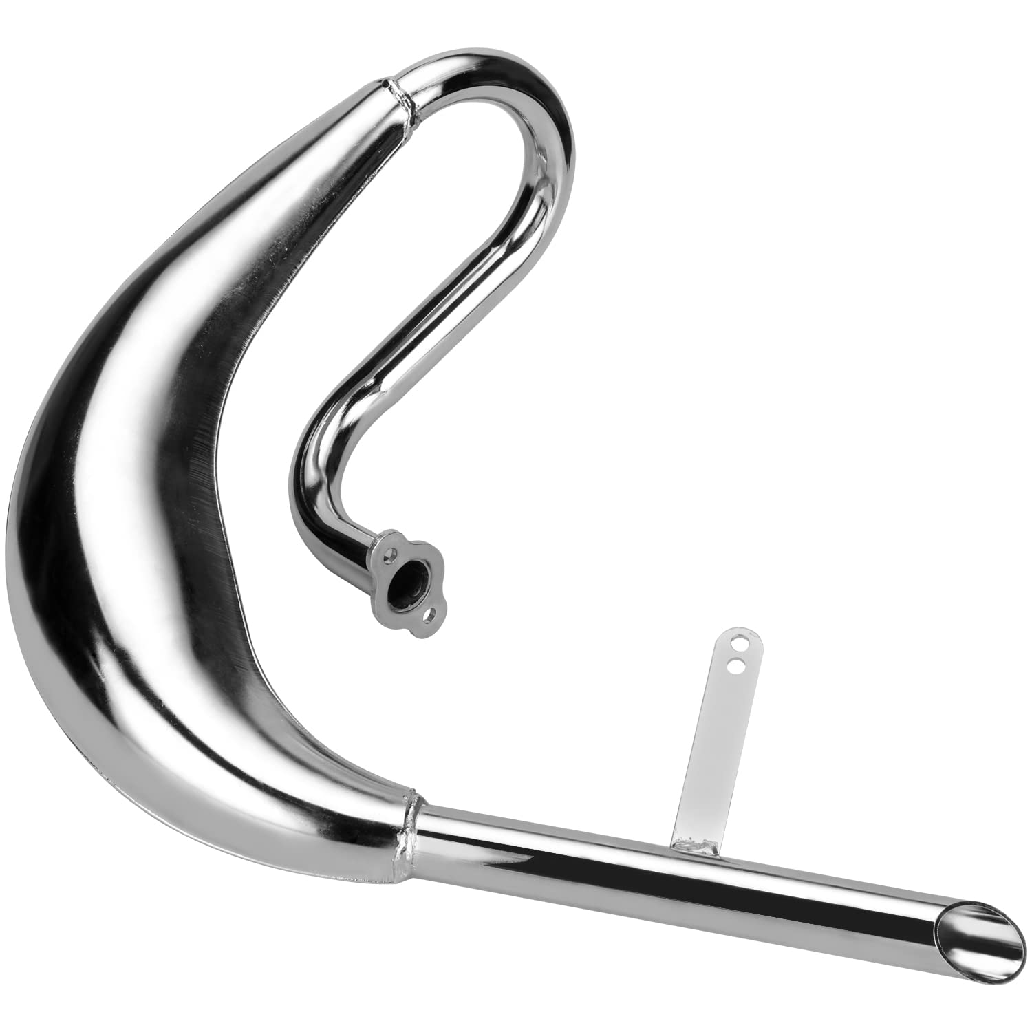 YOXUFA Chrome Exhaust Pipe Muffler Kit for 49cc-100cc 2-Stroke Engines, Silver, Model YO-PQG02-80S