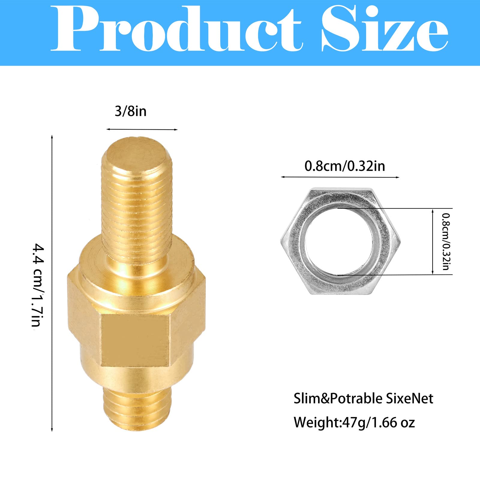 Long Stud Side Post Battery Terminal Bolt Compatible with GM and Other Accessories to Battery,Standard Battery Post Stud Extende