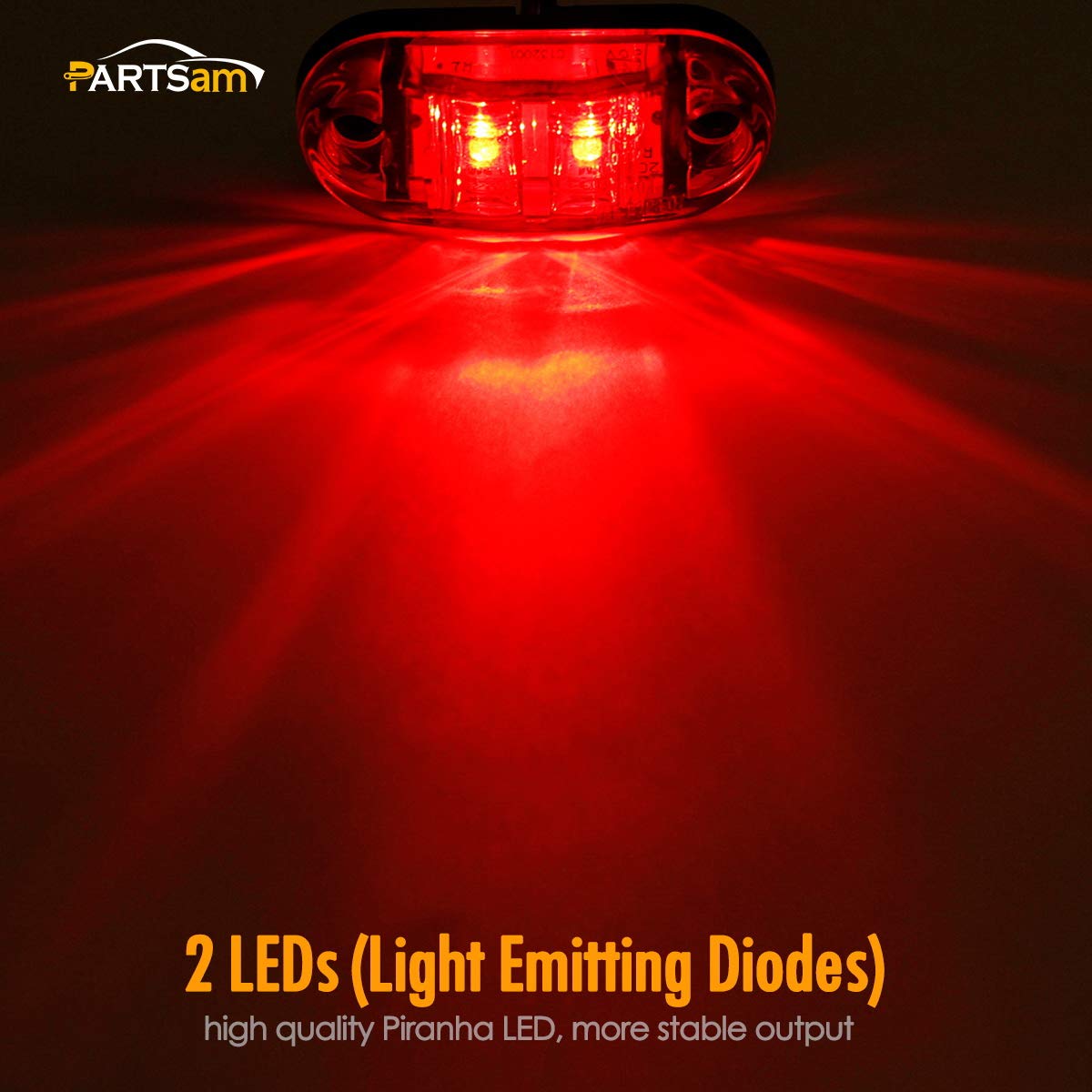 Partsam LED Trailer Lights - 2.5" Oval, Amber & Red, 4-Pack, Surface Mount, Polycarbonate, Model 5864207539