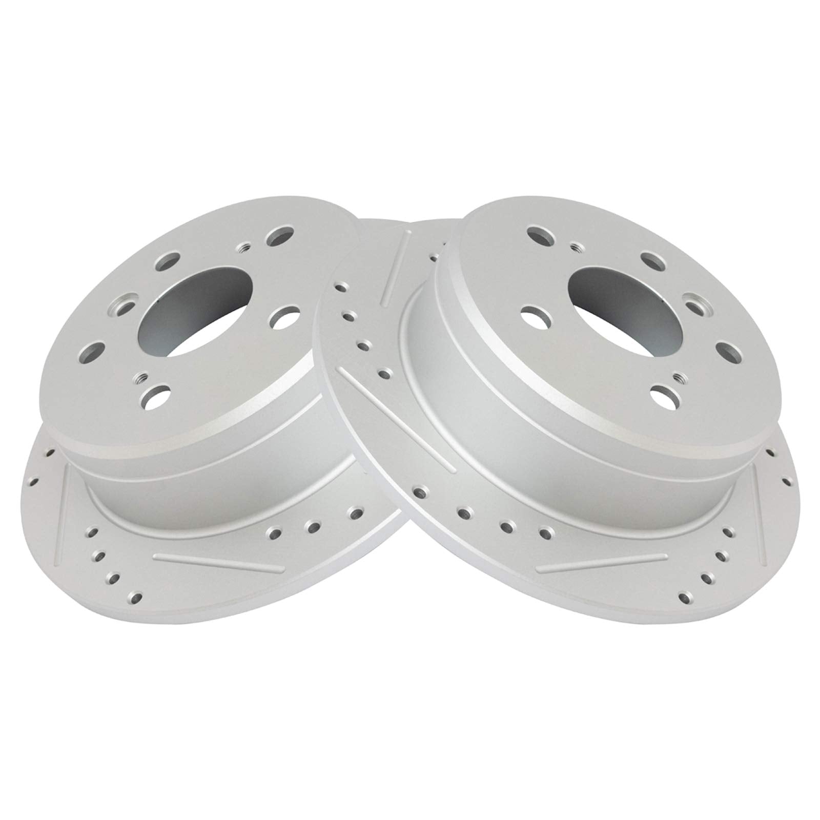 Trq Rear Performance Brake Rotors Set Premium G-Coated Cross Drilled & Slotted Compatible With 1997-2001 Lexus Es300 1992-2001 T