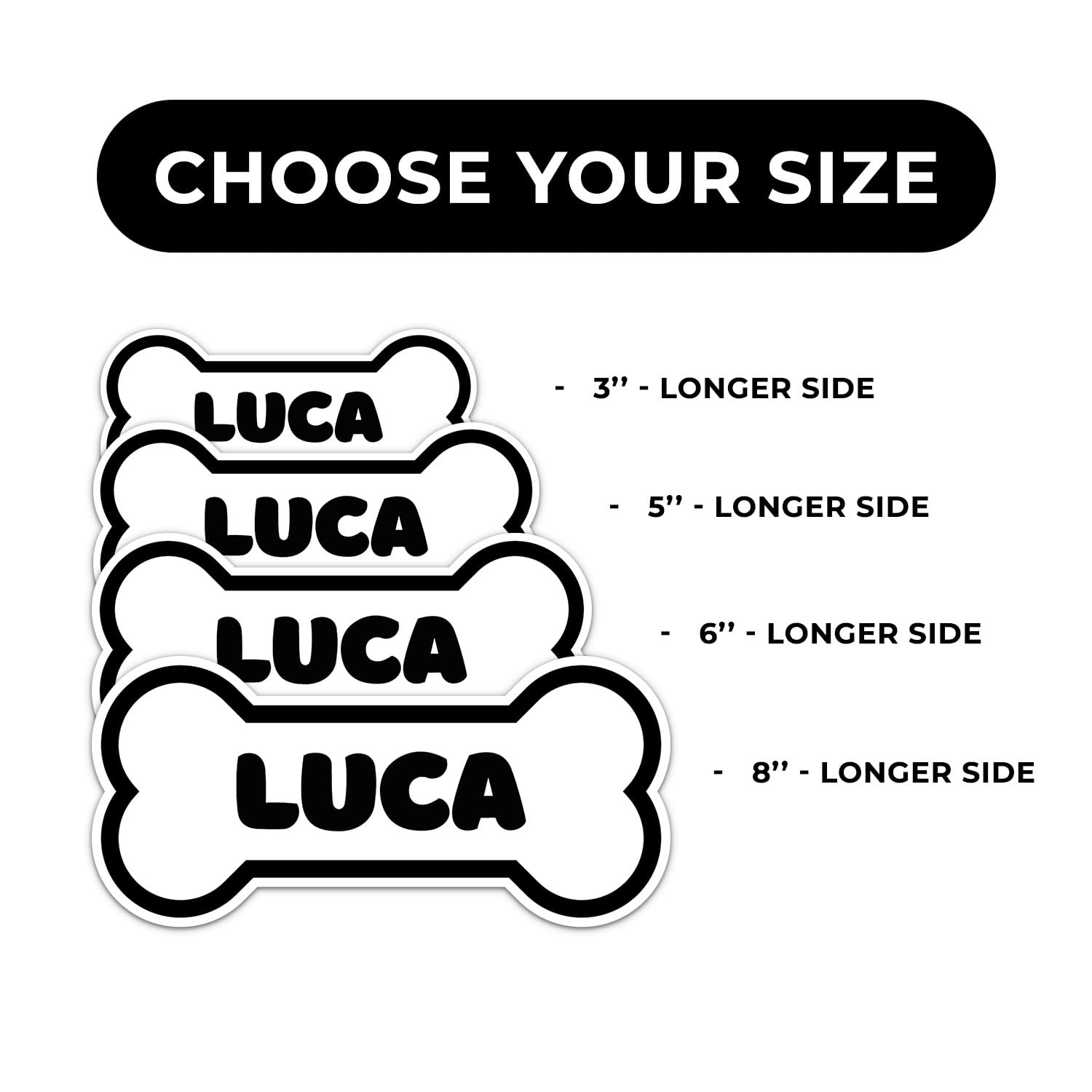 Luca Dog Name Sticker - Waterproof Vinyl Decal For Car Bumper, Laptop, Water Bottle, Wall, And Window, Size - 5'' Longer Side