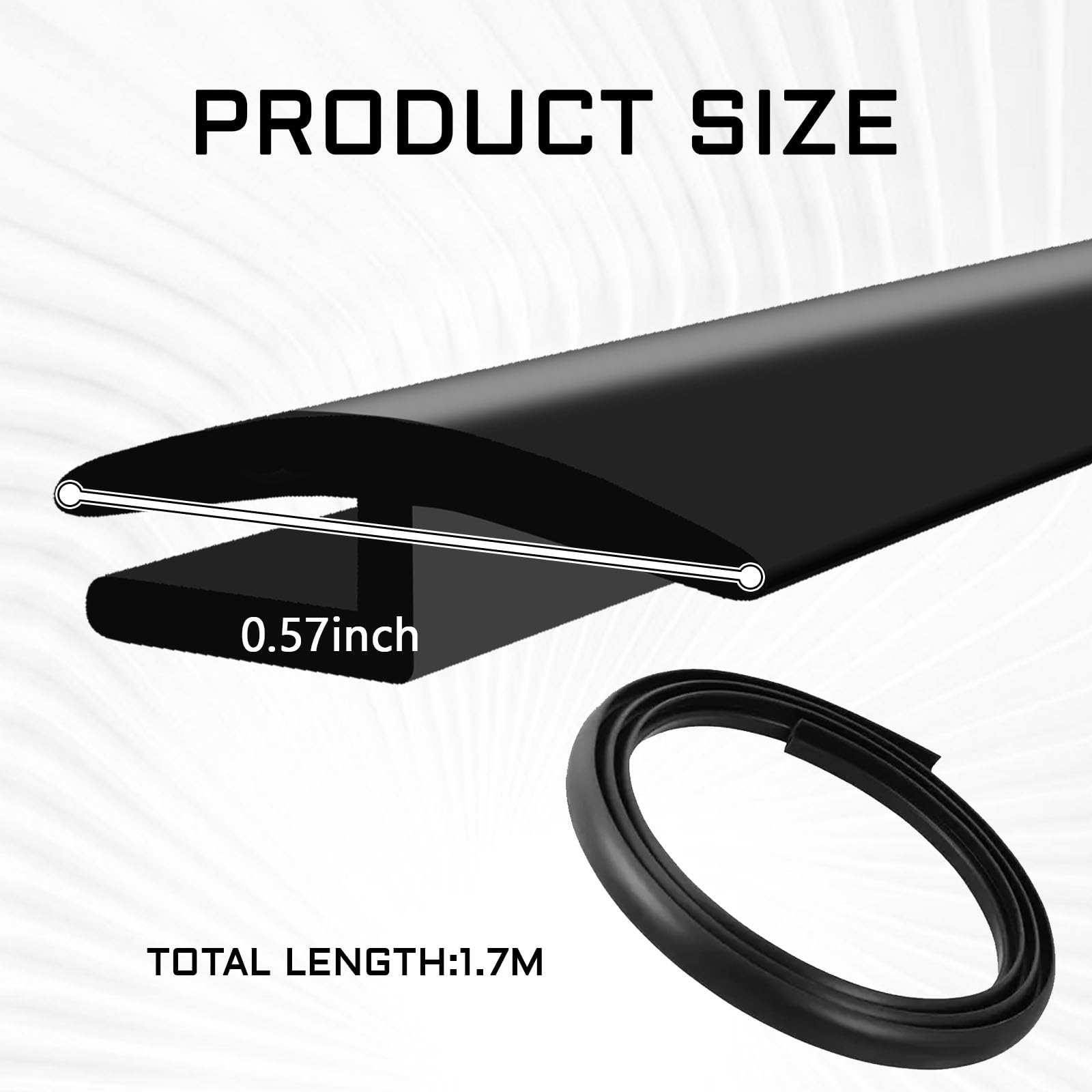 Llii 1.7M/ 5.6Ft Windshield Cowl Molding Rubber Seal Trim Strip, Weather Windshield Panel Sealed Stripping Seal Strips, Black Wi
