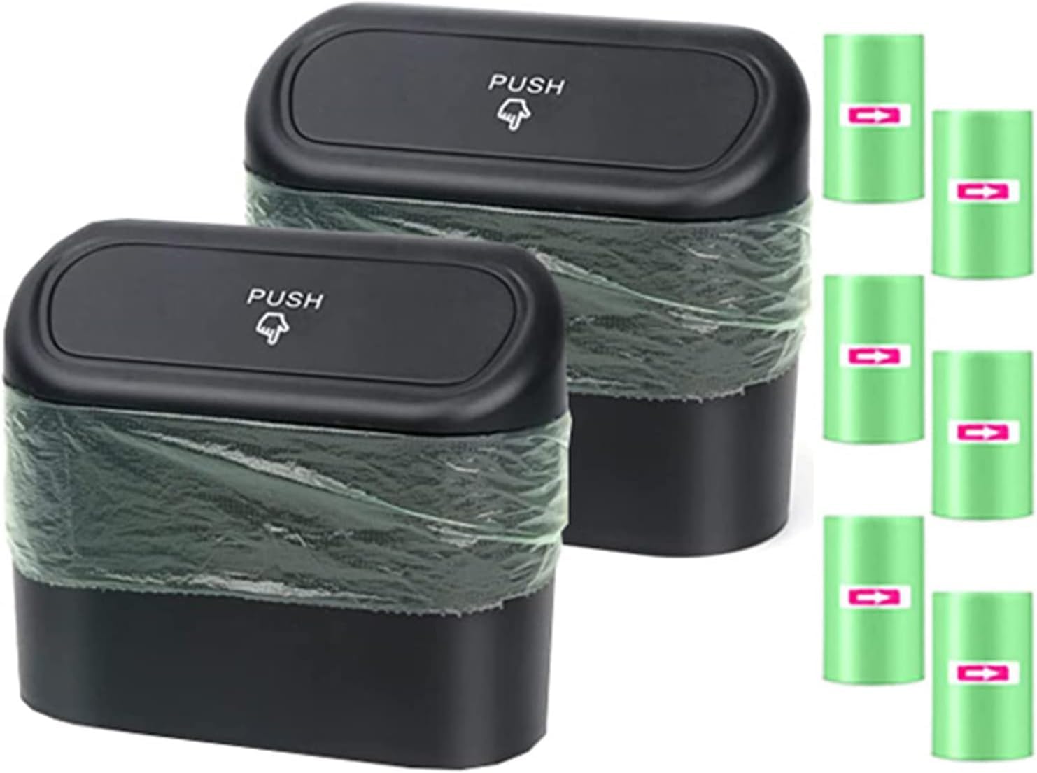 Einesin Car Trash Can, Mini Car Organizer Bin with Lid and 40pcs Trash Bags, Small Garbage Can for Storage and Organization Car 