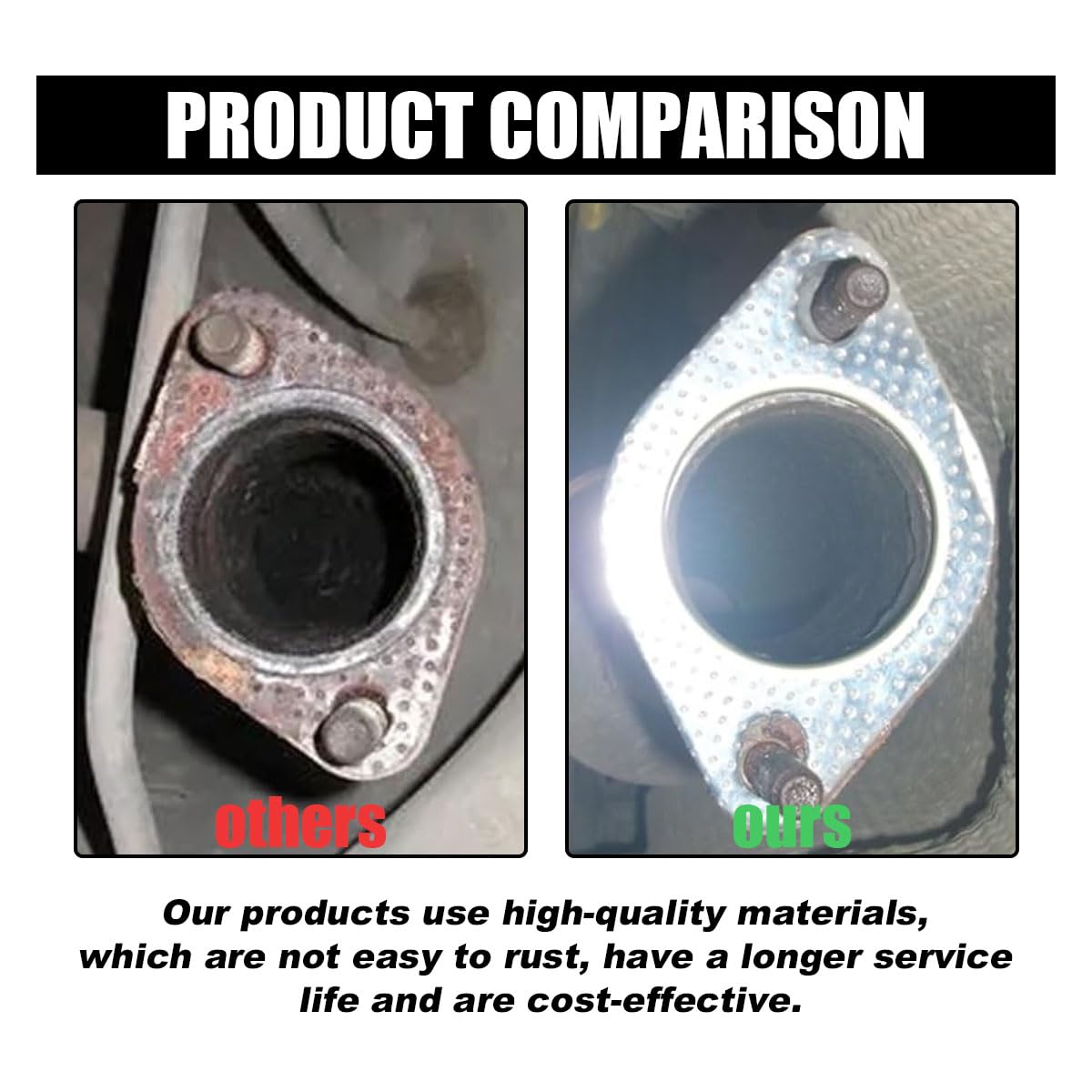 2Pcs Car Exhaust Gasket, Ultra Seal 2-Bolt 2.5-Inch Exhaust Flange Gasket Standard Exhaust Gasket, Reinforced High Temperature G