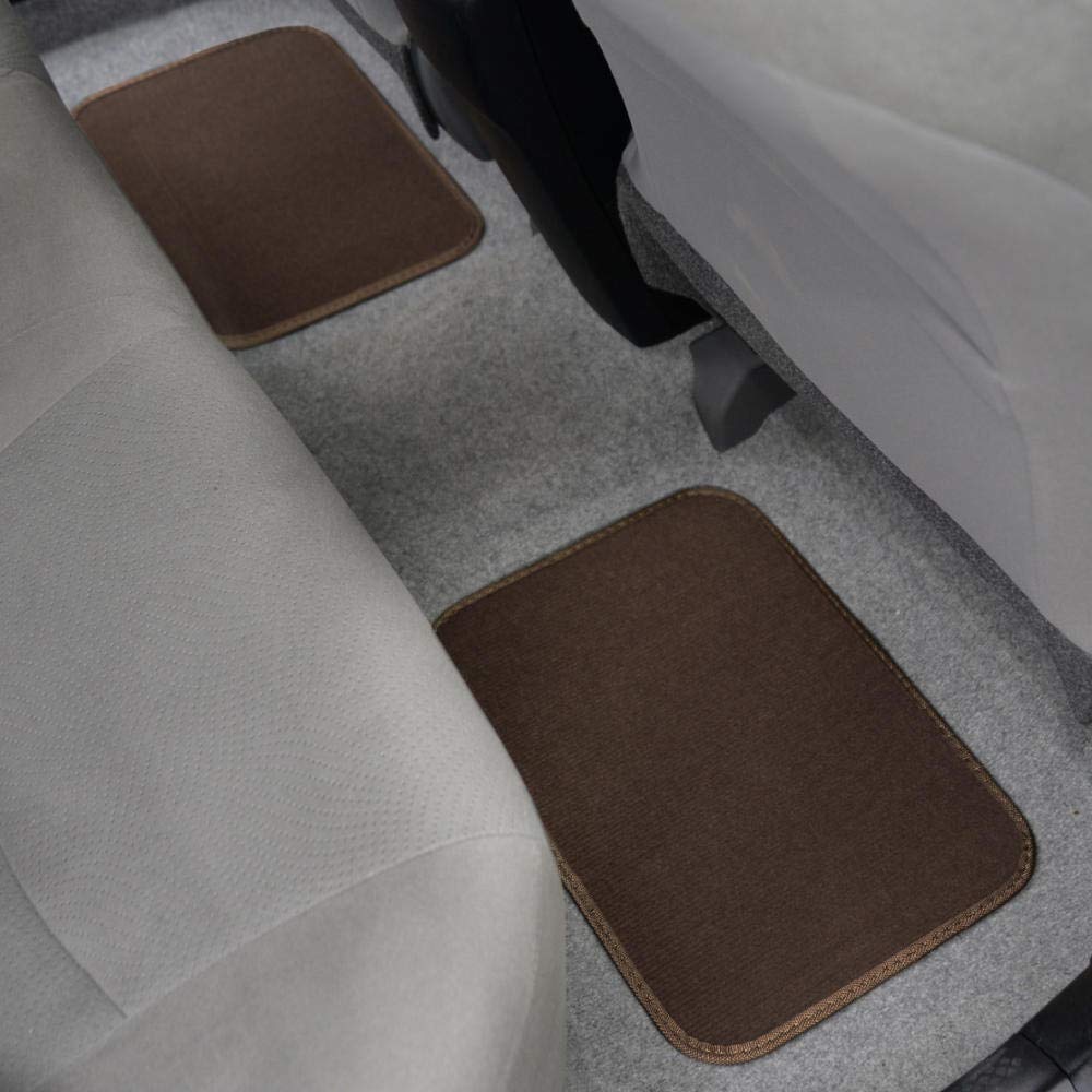 BDK Premium 4PC Carpet Car Floor Mats, Dark Beige, Rubber with Vinyl Safety Heel Pad, Model MT-100-DB for Car, Truck, SUV, Coupe Sedan
