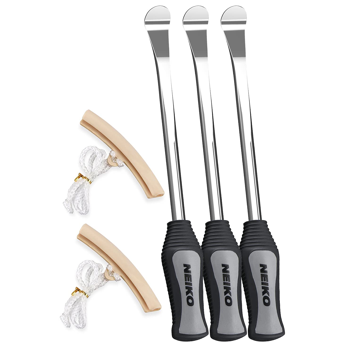 NEIKO 20600A Tire Spoon Levers, Repair Tool Kit, 11 1/2-Inch Hardened Steel Irons, 2 Rim Protectors, 5-Piece Tire Levers Set, Ti
