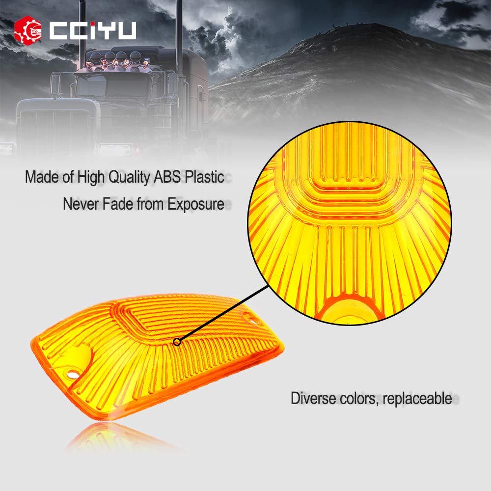 cciyu Cab Marker Light Assembly - Amber Lens, 5 pcs for 1988-2000 Chevy/GMC Truck, Model 4333020317